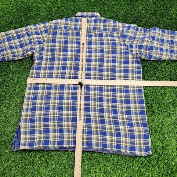 Vintage 90s Plaid Shacket Jacket Large 23x29 Blue - Picture 7 of 11